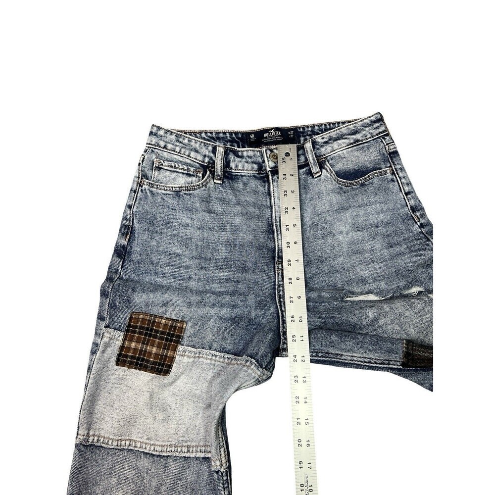Hollister Ultra-High Rise Mom Jeans Patch Denim VintageStretch Women 5R 27x27 - Picture 9 of 11